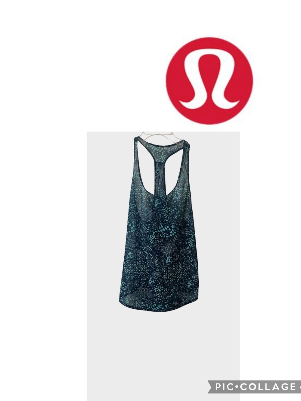 lululemon athletica Teal Floral-Print Racerback Tank Size S